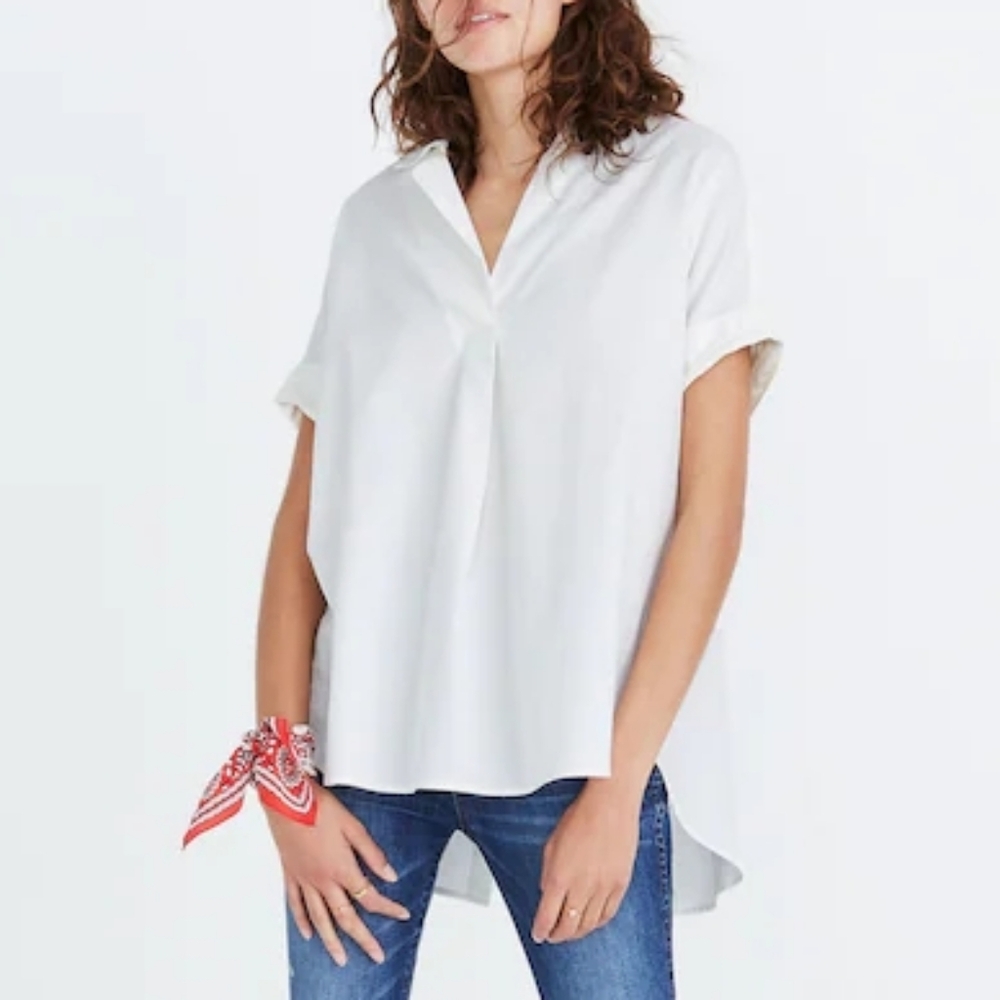 Madewell Courier Short Sleeve Button Back Blouse Sz Xs